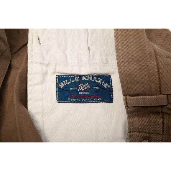 Bills Khakis Pants Mens 38 Actual 36 x 25 Beige Pleated Cuffed Made in USA - Picture 3 of 11